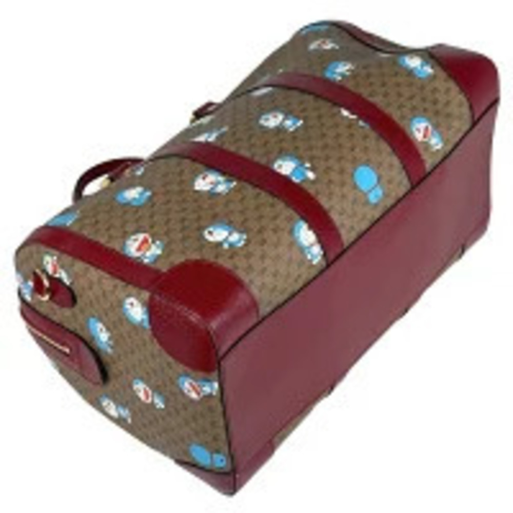 Gucci Collaboration Red Bag Canvas Duffle Doraemon Brown GG Boston Red Brown